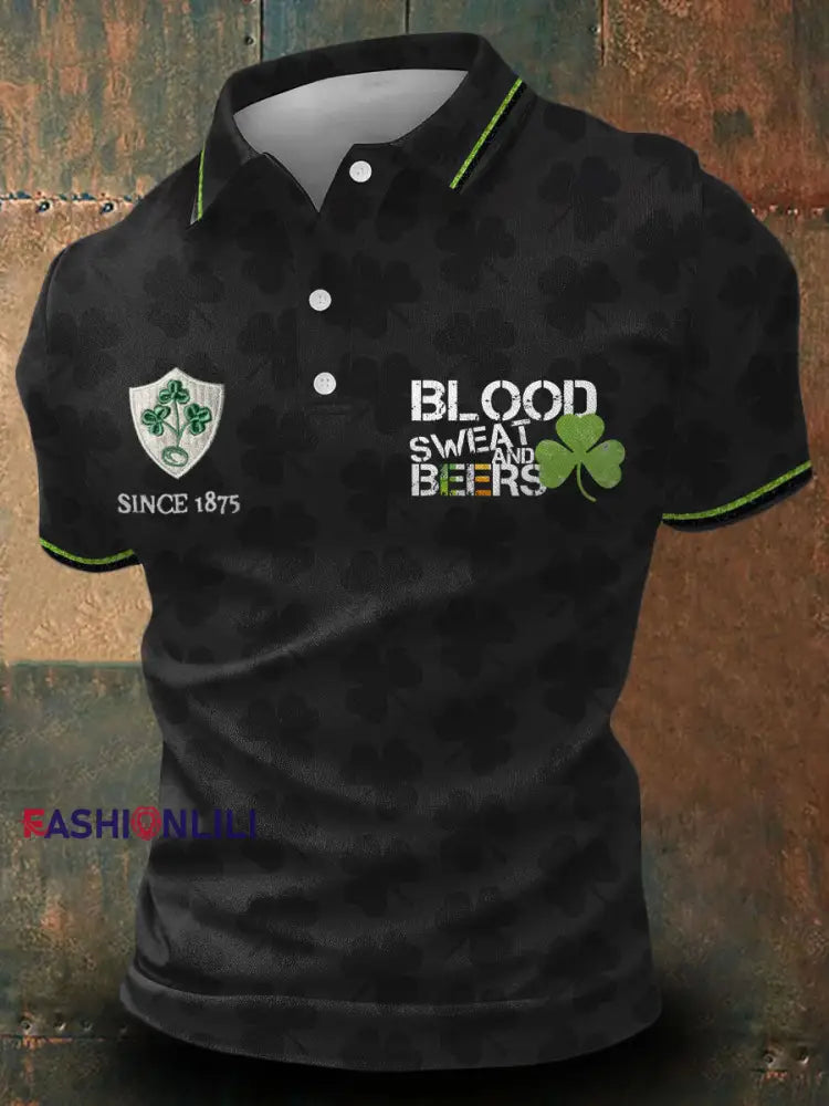 Men’s The Green Army Ireland Rugby Lover Printed Casual Tops Black / S