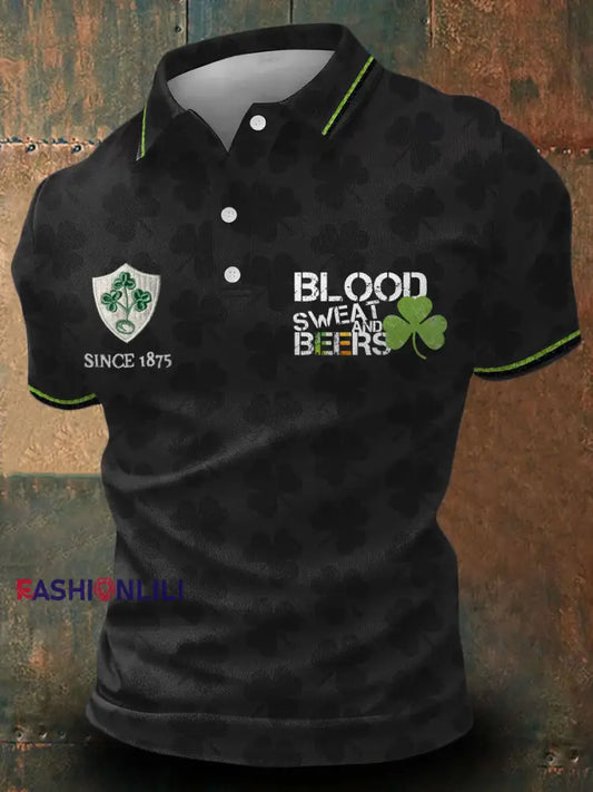 Men’s The Green Army Ireland Rugby Lover Printed Casual Tops Black / S