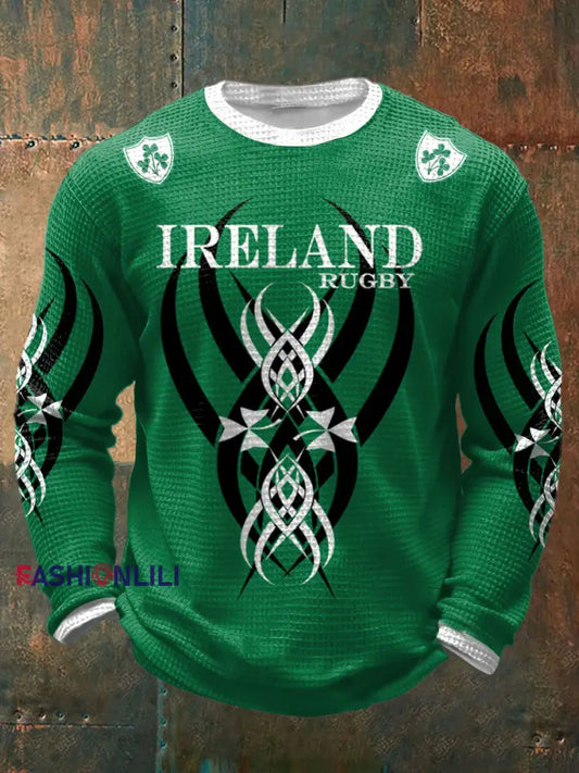 Men’s The Green Army Ireland Rugby Lover Printed Waffle Tops Green / S