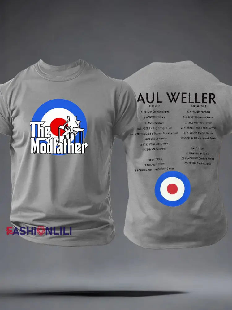 Men’s The Modfather Paul Weller imitation cotton short-sleeved T-shirt Light Gray / S