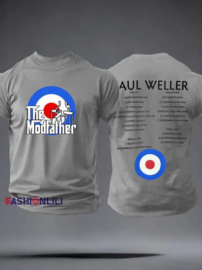 Men’s The Modfather Paul Weller imitation cotton short-sleeved T-shirt Light Gray / S
