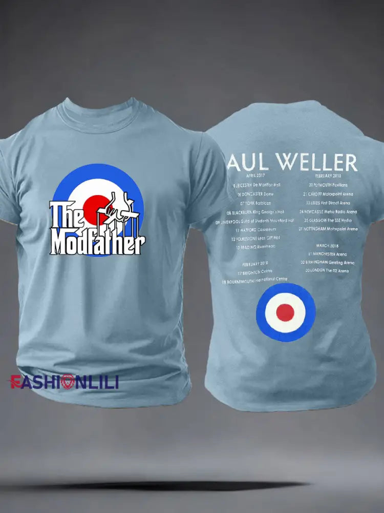Men’s The Modfather Paul Weller imitation cotton short-sleeved T-shirt Sky Blue / S