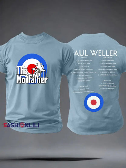 Men’s The Modfather Paul Weller imitation cotton short-sleeved T-shirt Sky Blue / S