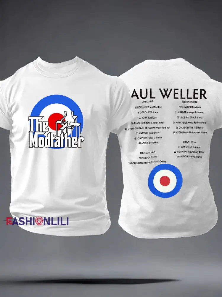 Men’s The Modfather Paul Weller imitation cotton short-sleeved T-shirt White / S