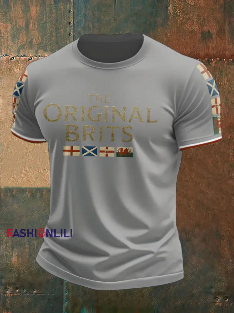 Men’s The Original Brits Printed T shirt Light Gray / S