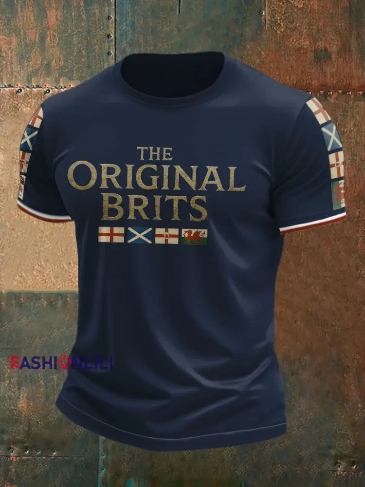 Men’s The Original Brits Printed T shirt Navy Blue / S