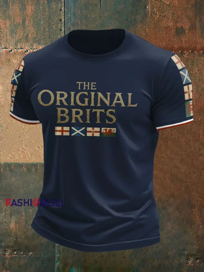 Men’s The Original Brits Printed T shirt Navy Blue / S
