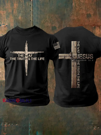 Men’s The Way The Truth The Life Cross Short-sleeved T-shirt Black / S