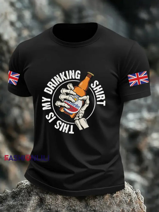 Men’s This Is My Drinking Shirt Casual Printed T-shirt Black / S