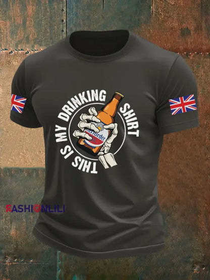 Men’s This Is My Drinking Shirt Casual Printed T-shirt Dark Gray / S