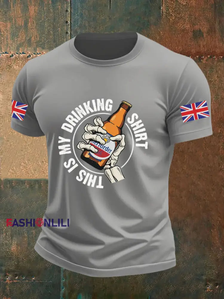 Men’s This Is My Drinking Shirt Casual Printed T-shirt Light Gray / S