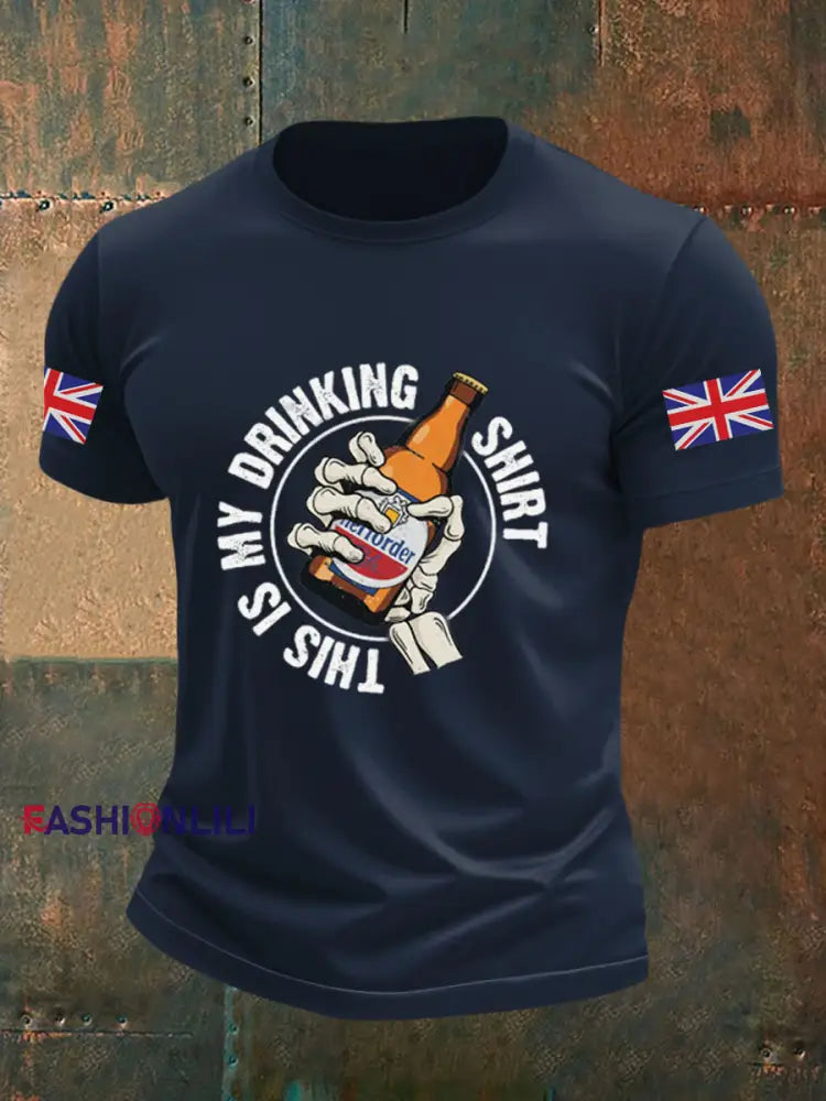 Men’s This Is My Drinking Shirt Casual Printed T-shirt Navy Blue / S