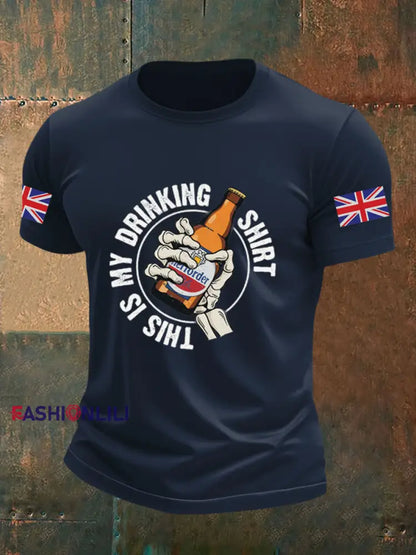 Men’s This Is My Drinking Shirt Casual Printed T-shirt Navy Blue / S