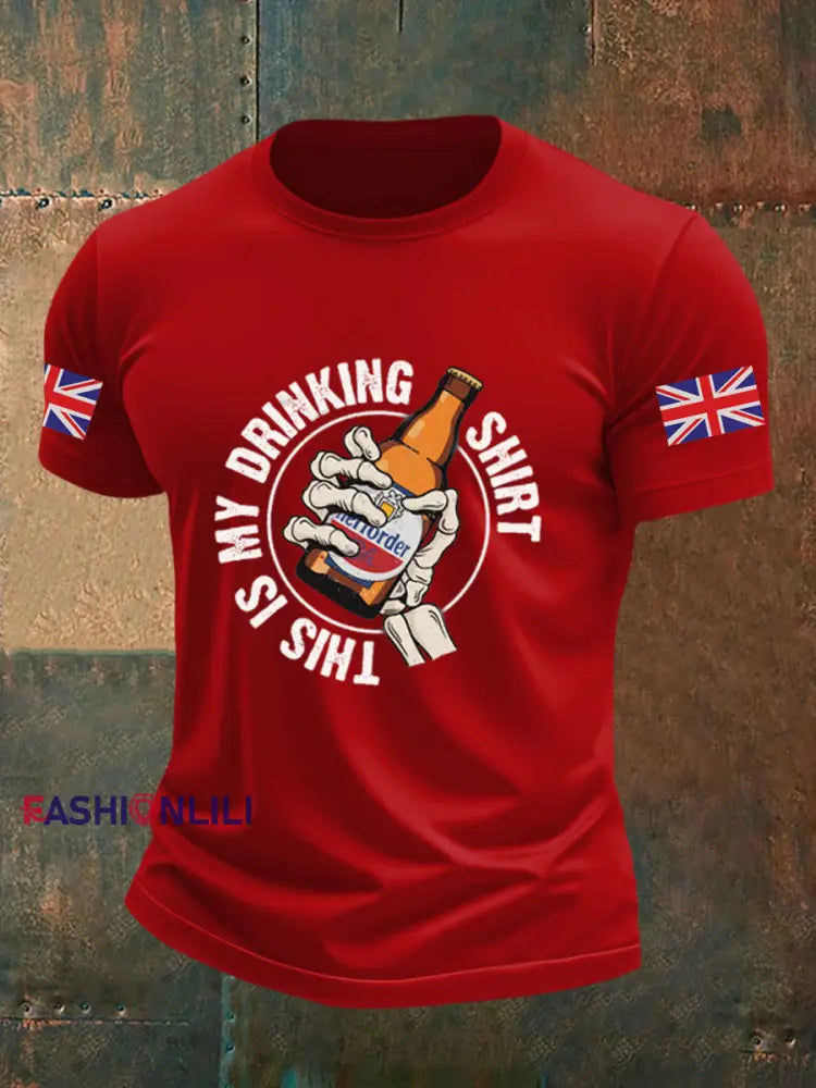 Men’s This Is My Drinking Shirt Casual Printed T-shirt Pure Red / S