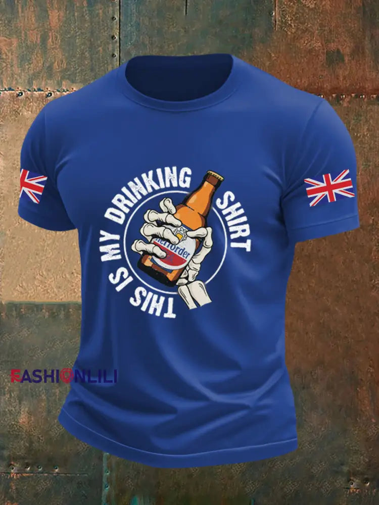 Men’s This Is My Drinking Shirt Casual Printed T-shirt Royal Blue / S