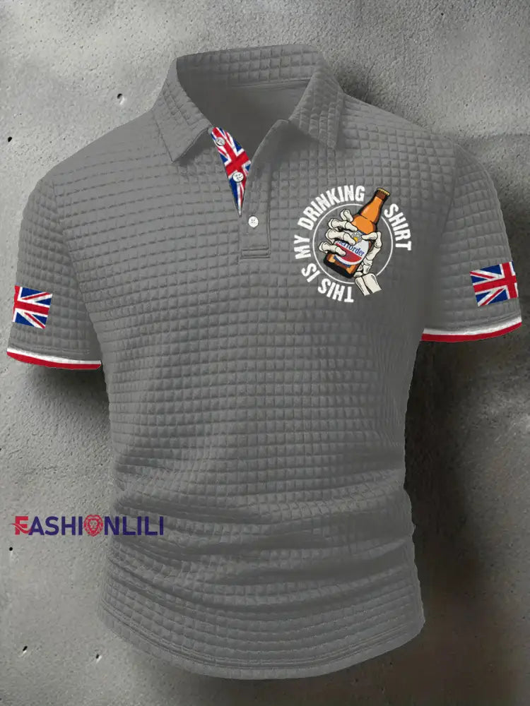 Men’s This Is My Drinking Shirt Printed Casual Tops Gray / S