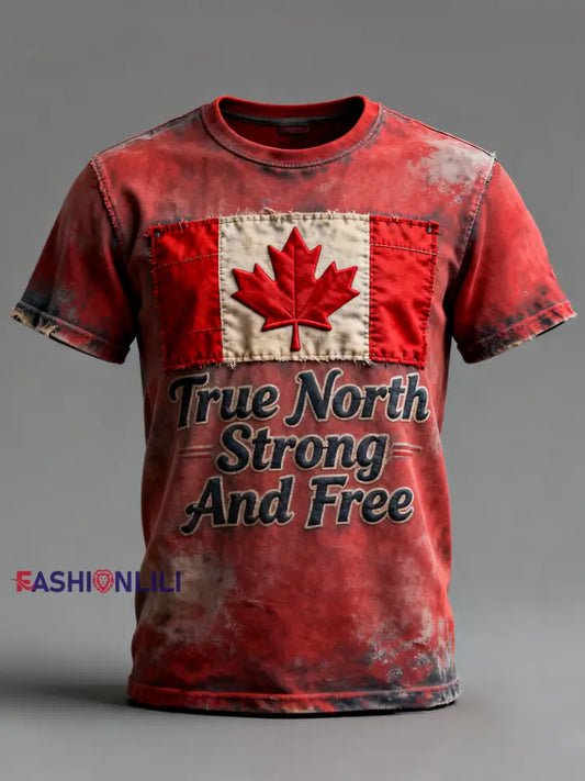 Men’s True North Strong And Free Printed Casual T-shirt Red / S