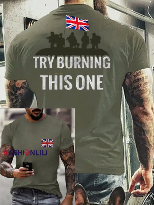 Men’s Try To Burn This T-Shirt Army Green / S