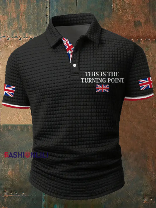 Men’s Turning Point UK Flag Printed Casual Tops Black / S