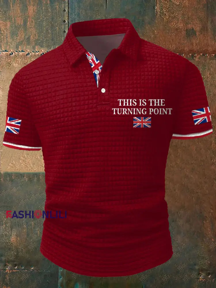 Men’s Turning Point UK Flag Printed Casual Tops Red / S