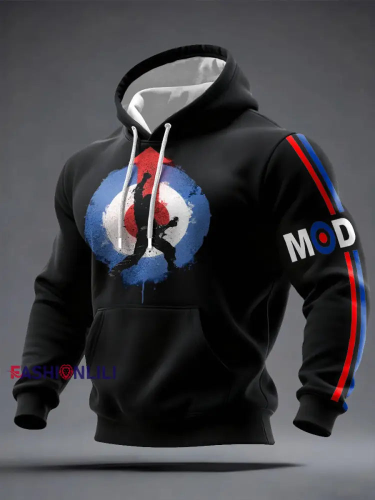 Men’s UK Band Mods Music Lover Printed Hoodie Black / S
