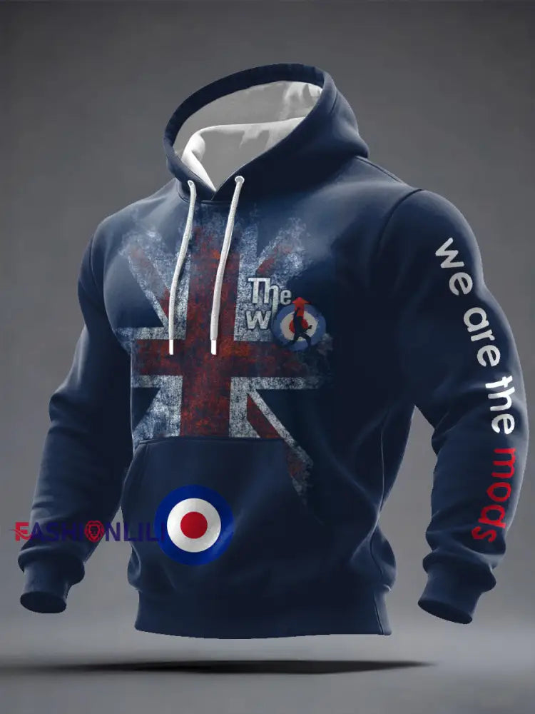 Men’s UK Band Mods Music Lover Printed Hoodie Navy Blue / S