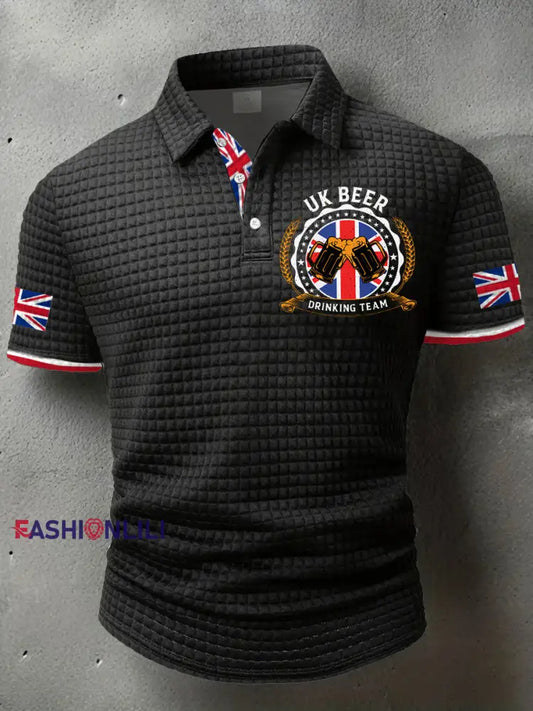 Men’s UK Beer Drinking Team Printed Casual Tops Black / S