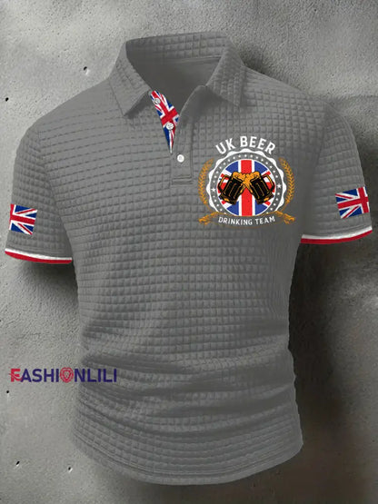 Men’s UK Beer Drinking Team Printed Casual Tops Gray / S