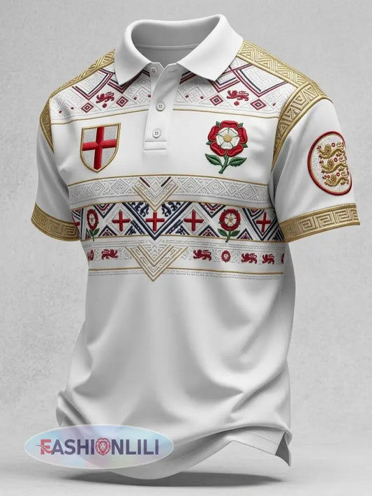 Men’s UK England Tudor Rose Football Lover 2026 Printed T-shirt - Light Gray / S