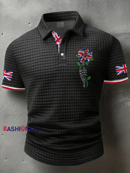 Men’s UK Flag Art Printed Casual Tops Black / S