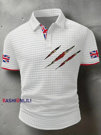 Men’s UK Flag Art Printed Casual Tops White / S
