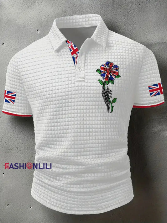 Men’s UK Flag Art Printed Casual Tops White / S