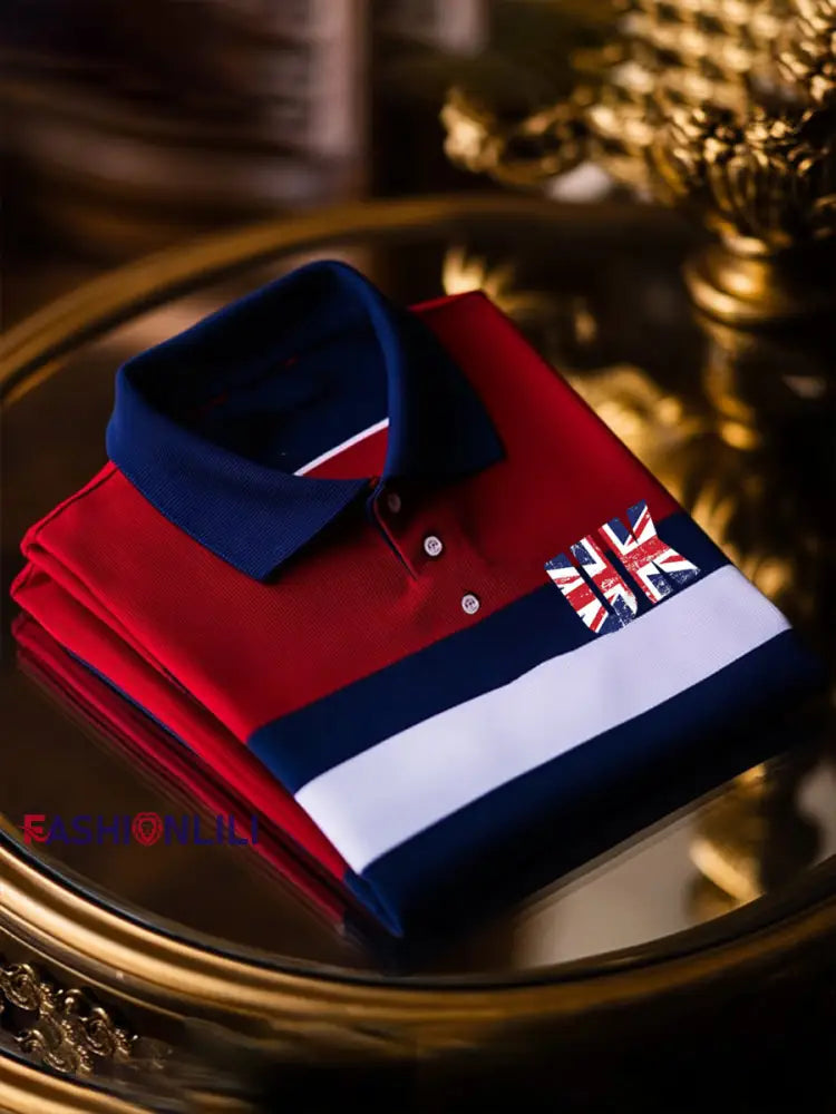 Men’s UK Flag Business Short-sleeved T-shirt As picture / S