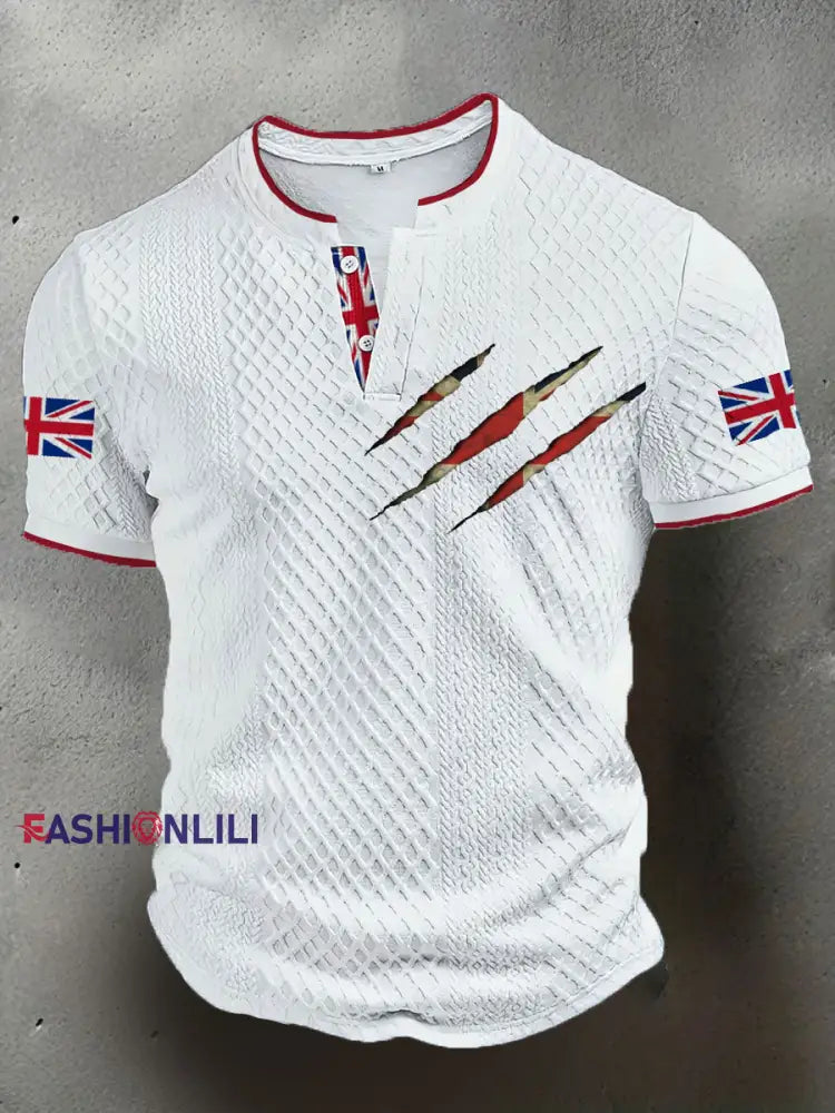 Men’s UK Flag Casual Tops White / S