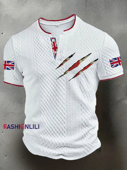 Men’s UK Flag Casual Tops White / S