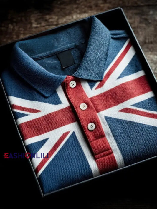 Men’s UK Flag Design short sleeve shirt As picture / S