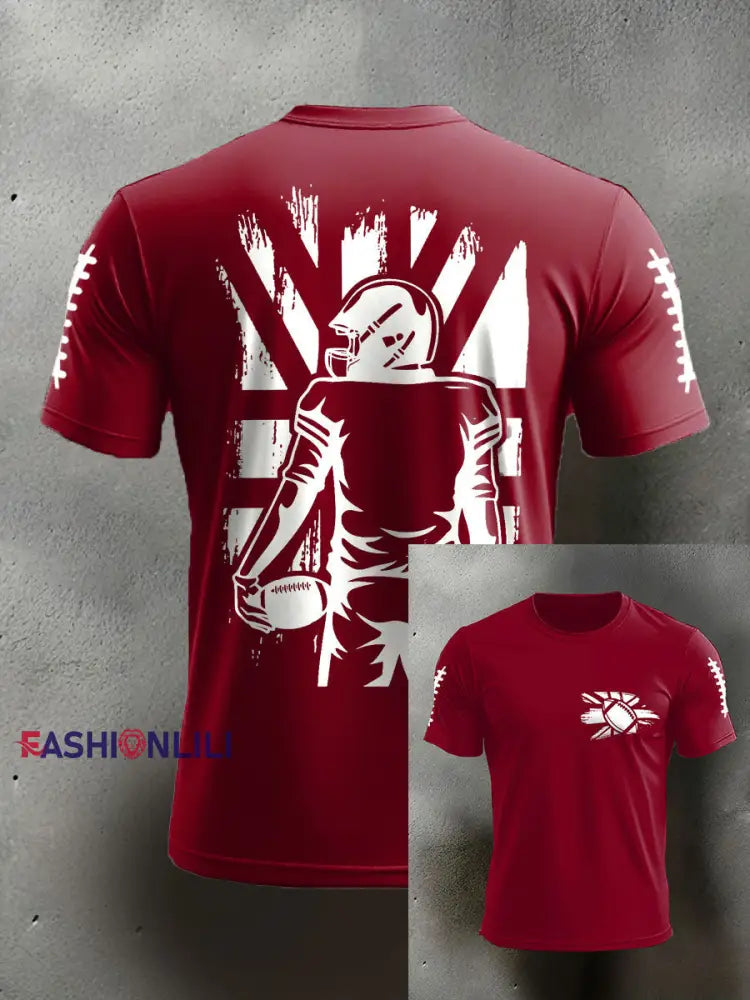 Men’s UK Flag Football Printed T-shirt Deep Red / S