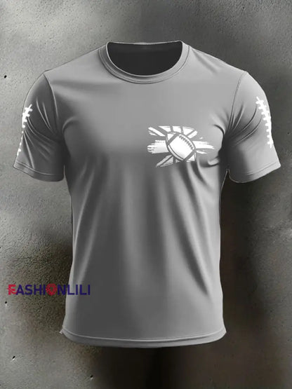 Men’s UK Flag Football Printed T-shirt Light Gray / S