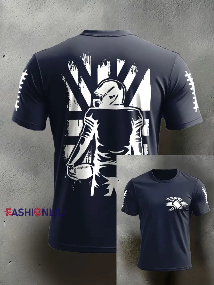 Men’s UK Flag Football Printed T-shirt Navy Blue / S