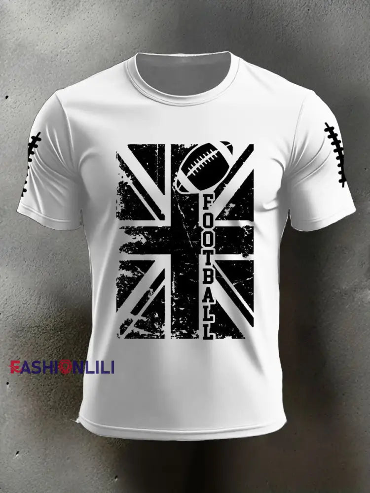 Men’s UK Flag Football Printed T-shirt White / S