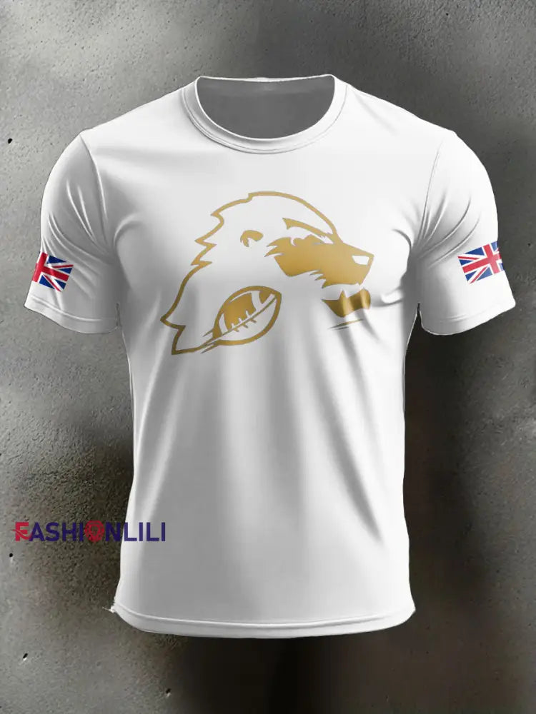 Men’s UK Flag Football Printed T-shirt White / S