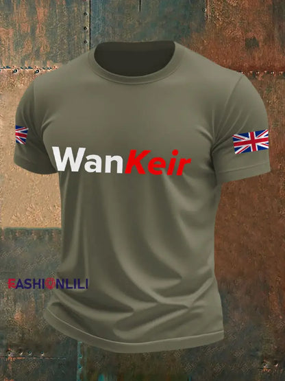 Men’s UK Flag Funny Printed Casual Tops Army Green / S