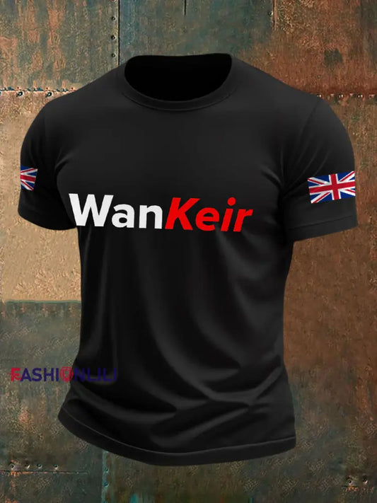 Men’s UK Flag Funny Printed Casual Tops Black / S