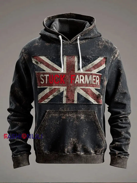 Men’s UK Flag Funny Printed Hoodie As picture / S