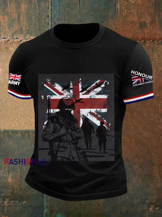 Men’s UK Flag Honour Our Armed Forces Short Sleeves Tee Black / S