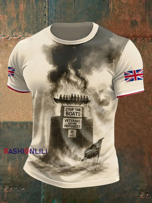 Men’s UK Flag Immigration Printed T-shirt Apricot / S