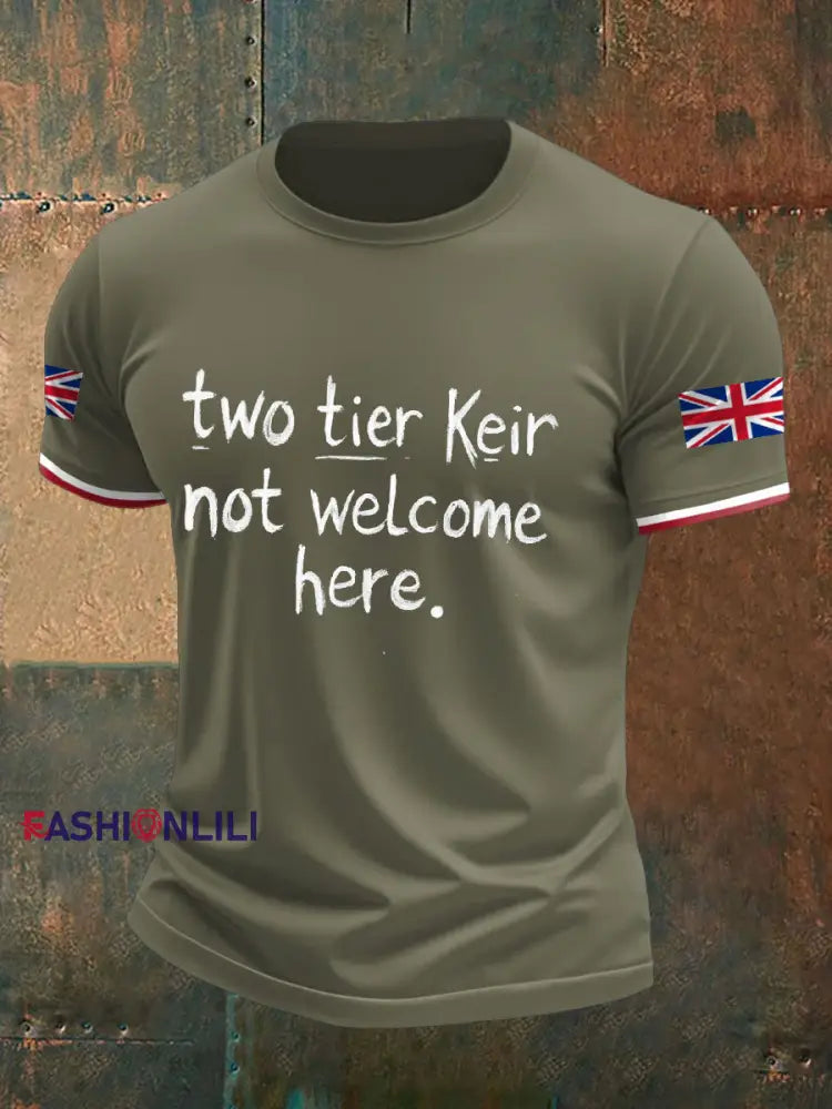 Men’s UK Flag Immigration Printed T-shirt Army Green / S