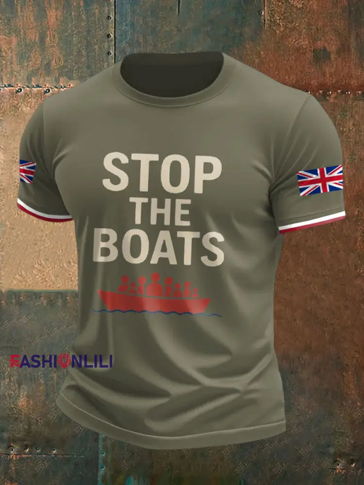 Men’s UK Flag Immigration Printed T-shirt Army Green / S