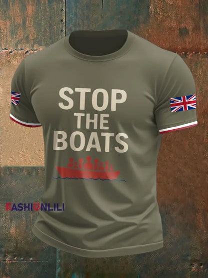 Men’s UK Flag Immigration Printed T-shirt Army Green / S