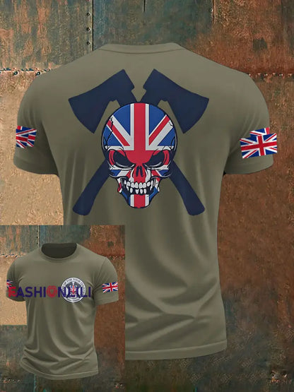 Men’s UK Flag Immigration Printed T-shirt Army Green / S
